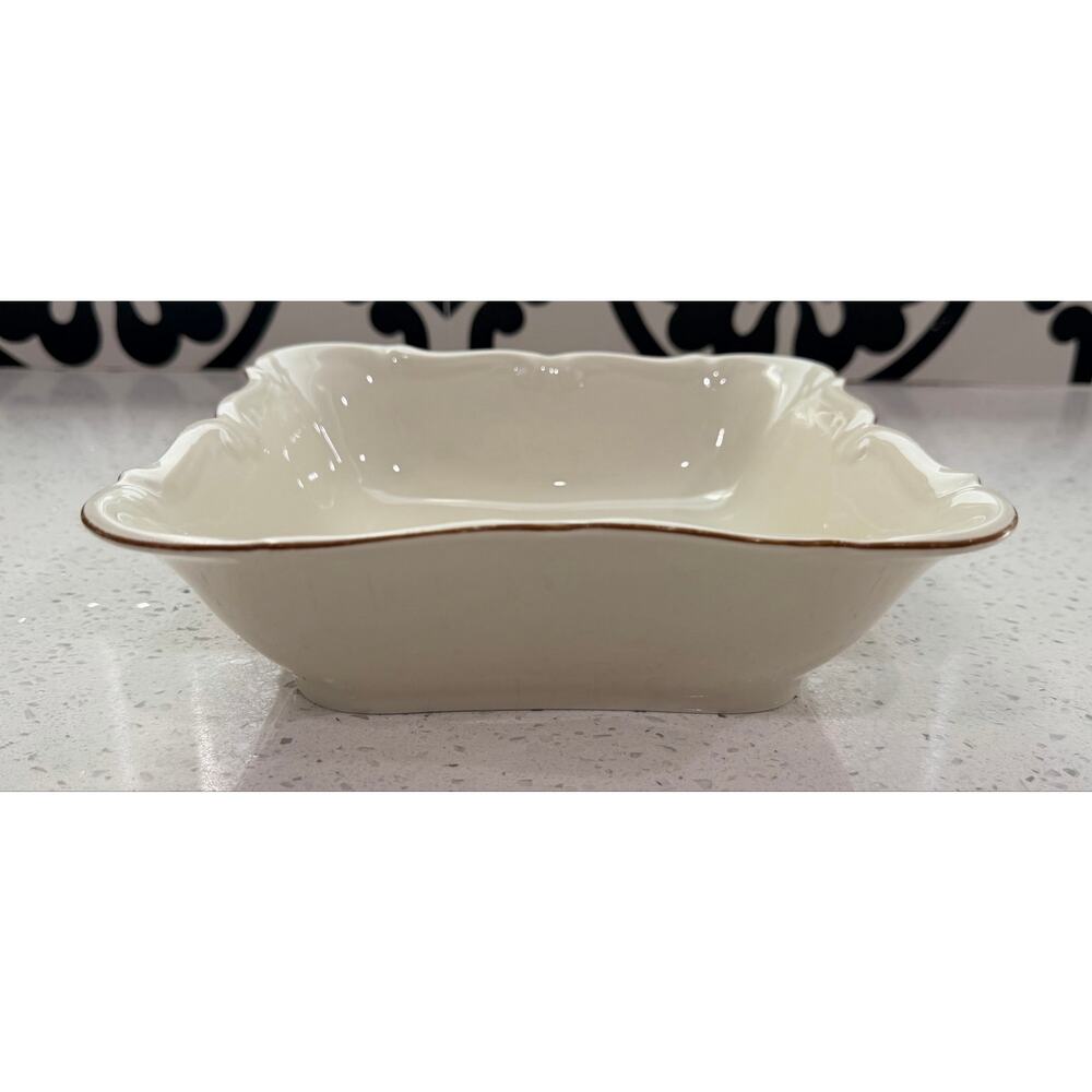 VTG C.T. Tielsch Altwasser Germany Square Porcelain Serving Bowl Gold Trim 8” - Picture 2 of 6
